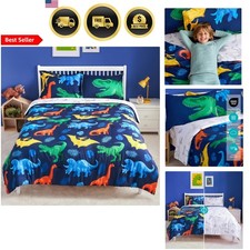 Dinosaur Twin Comforter Set Kids Bedding 5 Piece Microfiber Bed in a Bag