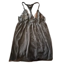 Victorias Secret Black Lace Eyelash Babydoll Chemise Lingerie Racerback Medium