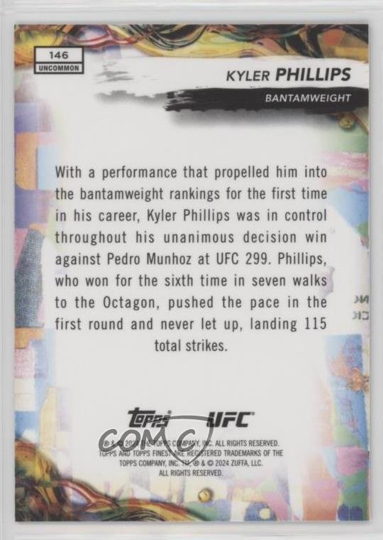 2024 Topps Finest UFC Uncommon Blue Refractor /175 Kyler Phillips #146 ...