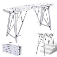 Work Platform Step Ladder Load 330LBS, Non-Slip Aluminum Portable Step Ladder
