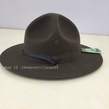 Retro Mens Military Wool Sergeant Hat Campaign Hat Instructor Mountie Ranger Hat
