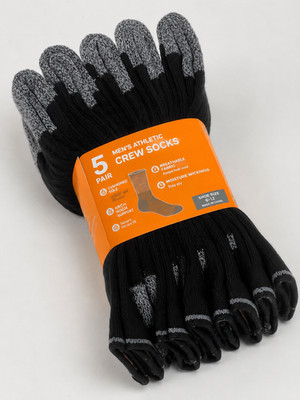 5 Pairs Light BLACK Men's Outdoor Crew Socks Same Day Shipping