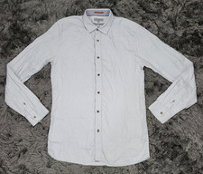 Ted Baker Shirt Mens 4 Large White Geometric Long Sleeve Button Up Cotton London