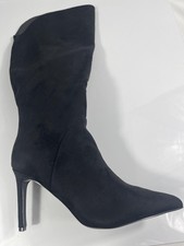Nine West WNRAZLA2 Boots Womens Size 9 Black Faux Suede Mid Calf Stiletto Heel