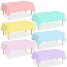 YIDAKO 6Pcs Pastel Tablecloths, Rainbow Mix Color 6pcs, Rectangle 
