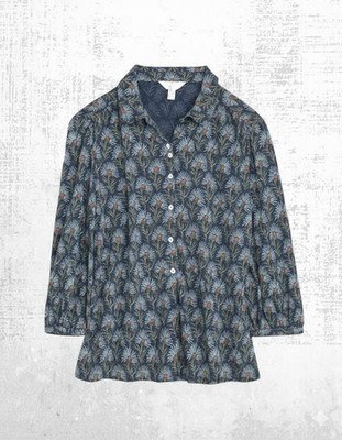 Womens Seasalt Jersey Shirt 3/4 Sleeve Scot Thist Embrace Navy Cotton Collared