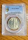 1942 d walking liberty half dollar PCGS MS63 Gold Schield