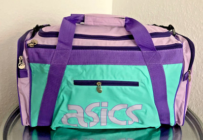 Asics Sporttasche, pastellgrün/lila, 80er Jahre, Vintage