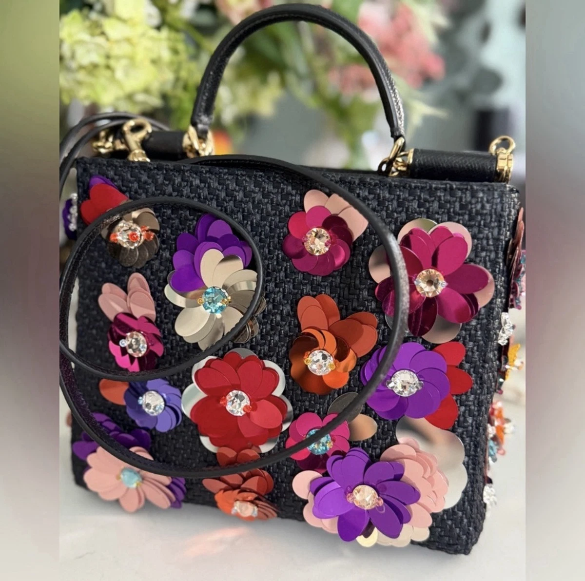 Dolce&Gabbana Leather Exterior Floral Bags & Handbags for Women