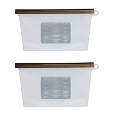 Acorn Baby Silicone Food Storage Bag 500mL 2pk Clear Reusable Bags for Infants