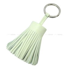 HERMES Carmen Vert Fizz Agneau Milo Silver HW key ring BRAND NEW Authentic 