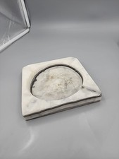 Vintage Stone Marble Granite Ashtray Gray  White Square Shaped 6"