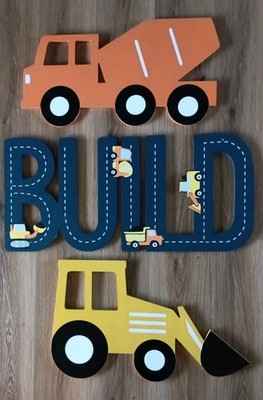 Boys Room Decor Three Hobby Lobby Building / Truck Wall Hangings