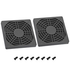 80mm Cooling Fan Filter with Screw, 2 Pack ABS Ventilator Grill Guard, Black