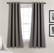 Set of 2 Insulated Grommet Blackout Curtain Panels Lush D cor 52" W x 95" L Gray