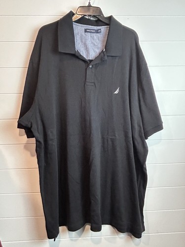 Nautica Polo Shirt Mens 4XLT Black Logo 100% Cotton