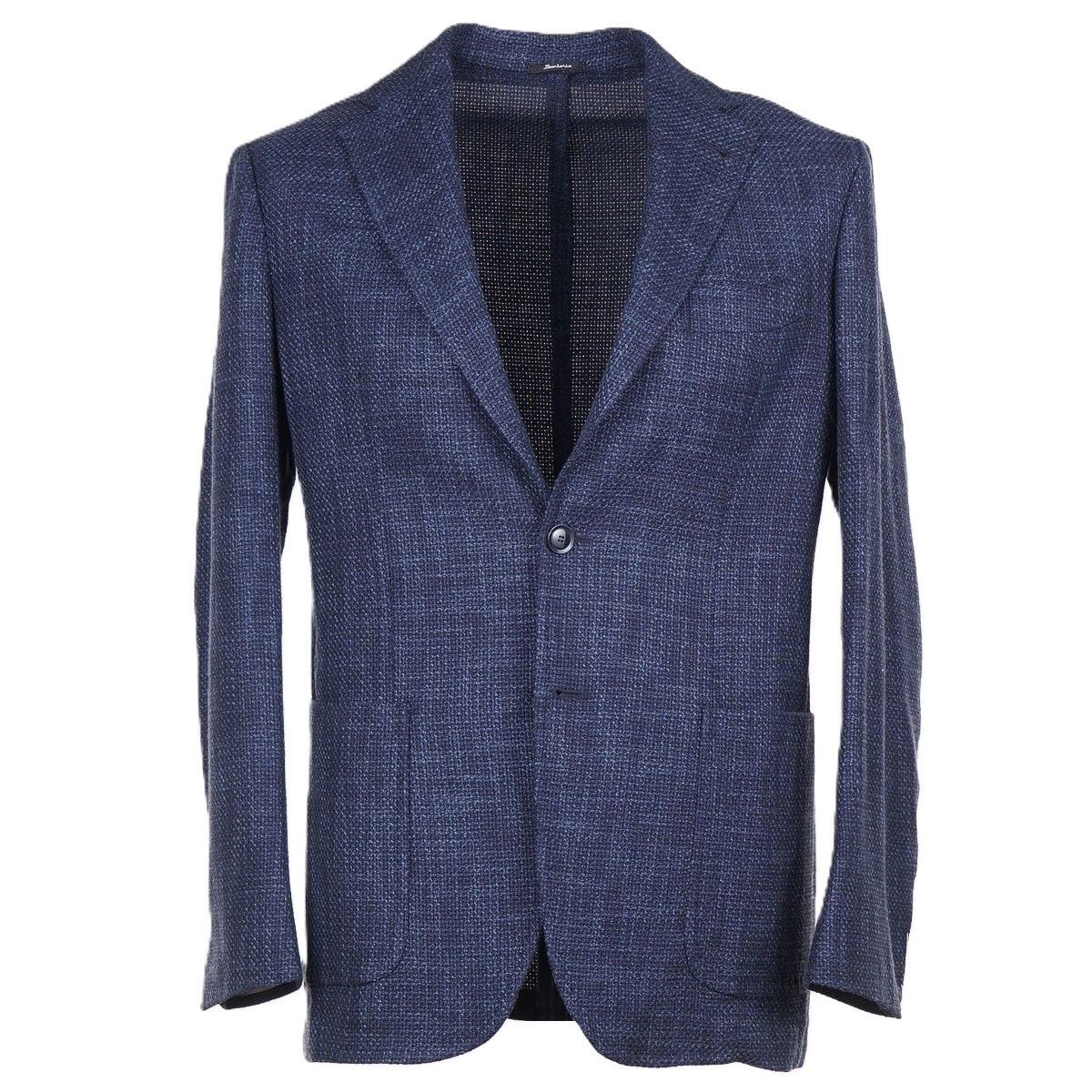 Blazer D'été Bleu En Coton Sartorio Napoli (Kiton) - Taille 44 EU, Fait Main En Italie