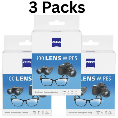 ZEISS Gentle and Thorough Cleaning Eyeglass Lens Cleaner Wipes, 100 Count 3 PACK