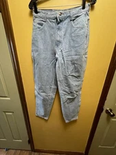 Vintage PS GITANO Jeans Womens 12 Short Acid Arctic Wash Tapered High Rise