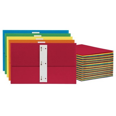 Oxford 2 Pocket Folders w/Prongs, Mega Box of 125, Textured Letter, Assorted