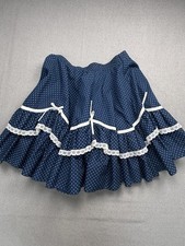 Vintage Malco Modes Partners Please Skirt Blue Polka Dot Prairie Square Dance US