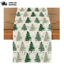 Charming 13x36 Inch Green Snowflake Table Runner - Ideal for Christmas Dining