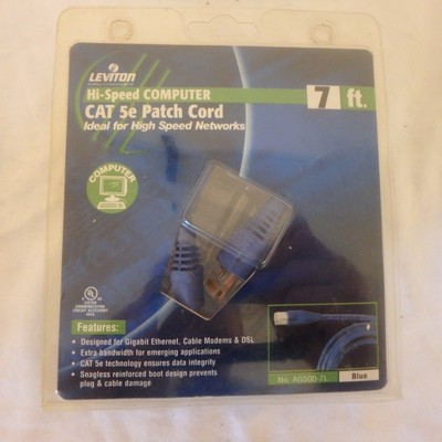7 ft. CAT 5e Patch Cord Leviton Blue Hi-Speed Computer Cable