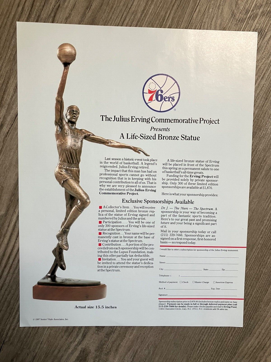 1987 NBA Philadelphia 76ers Julius DR J Erving Life Sized Statue