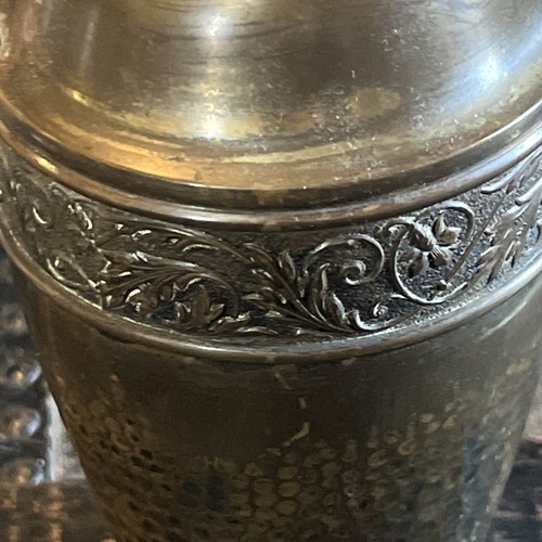 Antique German Art Nouveau Small Hammered Brass Nice Design Vase 1920s 4.75" - Picture 6 of 10