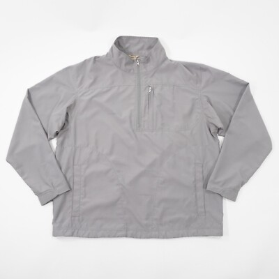 Duluth Trading Bogey Windshirt 2.0 Half Zip Mens Large Light Gray Pockets 64630