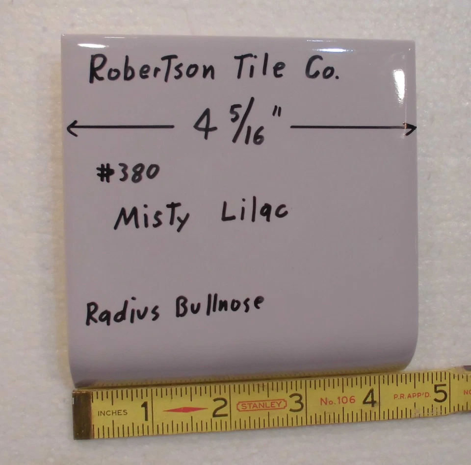 1 peça. Telha cerâmica brilhante Misty Lilac: Radius Bullnose por Robertson 4-5/16" nova na caixa - Imagem 4 de 4