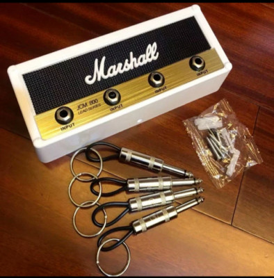 MARSHALL Klinke Verstärker Lautsprecher Schlüsselring Halter Männerhöhle ordentlich Musik GITARRENKETTE WEISS