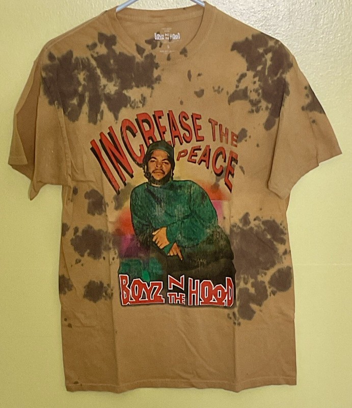 NEW BOYZ IN THE HOOD Music Band Tee Bleach Dye "Increase The Peace" MUSTARD Sz S