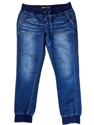 Express Jeans Women's Dark Blue Wash Elastic Drawstring Joggers Size  Regular
