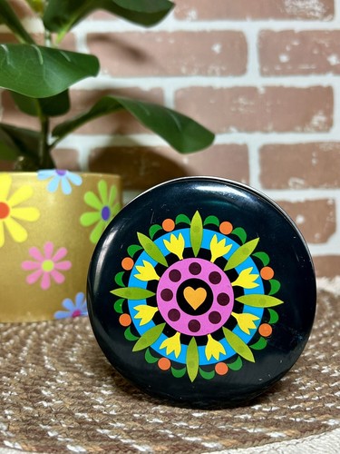Vintage Barton’s MOD Canister Metal Tin Black Groovy Design 70s Almond Kisses - Picture 5 of 8