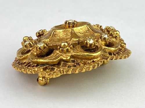 FLORENZA DAMILLE Vintage Gold Tone Oval Pin Brooch Magnet - Picture 7 of 10