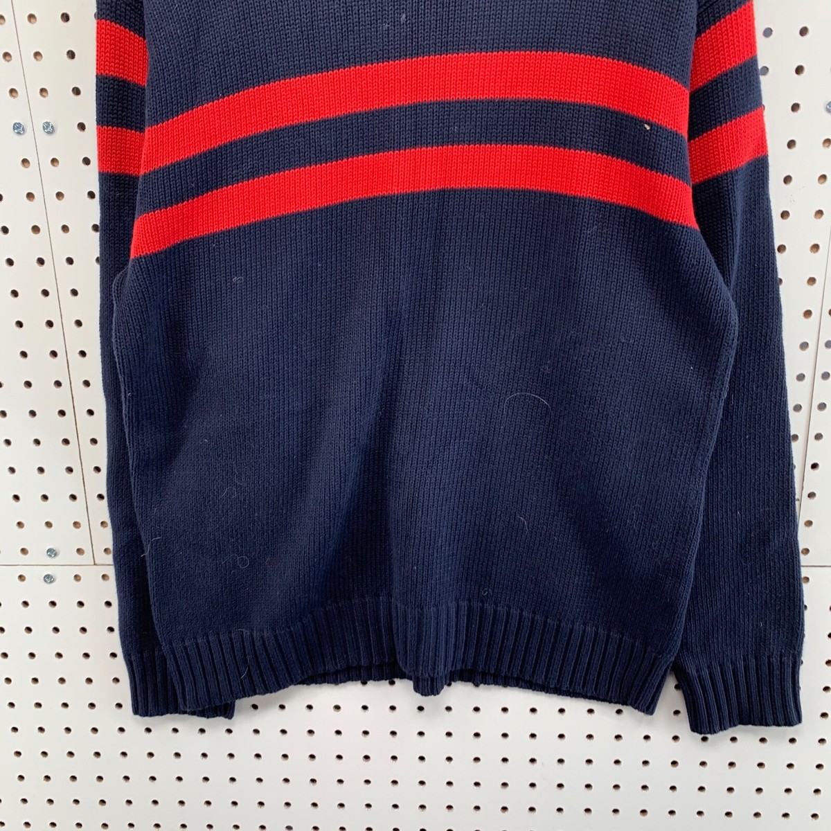 Ralph Lauren ニットポロ Polo Ralph Lauren Knit Sweater Men XL Navy Blue Red Striped