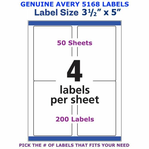Avery TrueBlock Laser Shipping Label 3 1/2" x 5" (5168) PICK YOUR OWN # OF LABEL - Picture 14 of 14