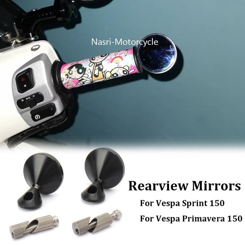 Side Rearview Mirrors Handlebar Bar End Round For Vespa Sprint 150 Primavera 150 - Bild 1 von 11