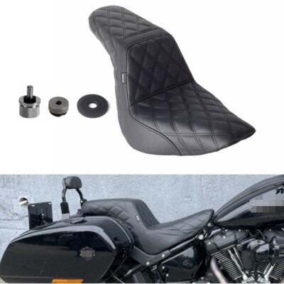 BAKAFOH Motorcycle Seat For Harley Softail Low Rider FXLR/FXLRS/FXLRST 2018+ - Black Diamond Stitch Driver & Passenger Seat