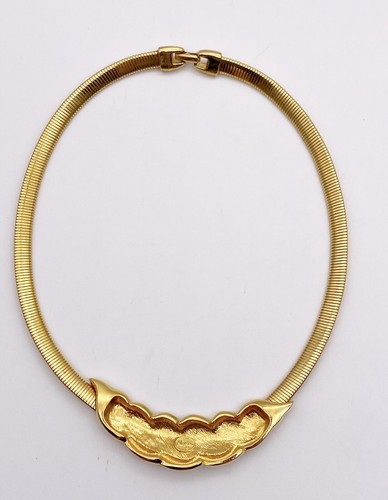 Vintage Signed Napier Peach Enamel Gold Tone Pendant Choker Necklace 1980s - Picture 5 of 7