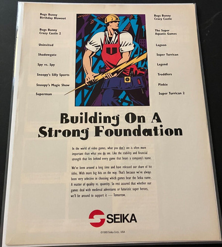 Seika Game Developer - Vintage Original 1993 Gaming Print Ad / Poster / Wall Art