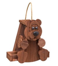 RUSTIC BEAR BIRD FEEDER - Amish Handmade Mushroom Wood