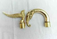 ONLY HANDLE SET OF 2 PCS SOLID BRASS VINTAGE VICTORIAN WALKING STICK CANE
