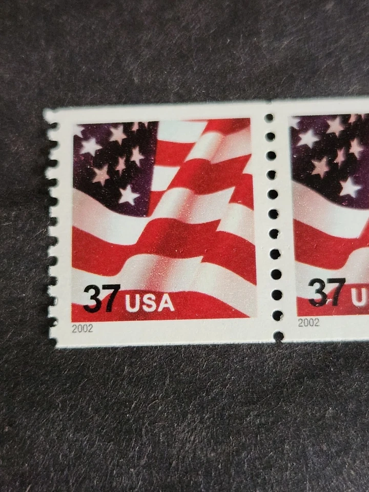 Rjkstamps US 3631 FLAG USA COIL STRIP OF 5 (37c) STAMPS "2002" PLATE# S1111 - Image 3 of 4