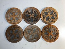 Hand Carved Wooden 6 Piece Coaster Set Made In India