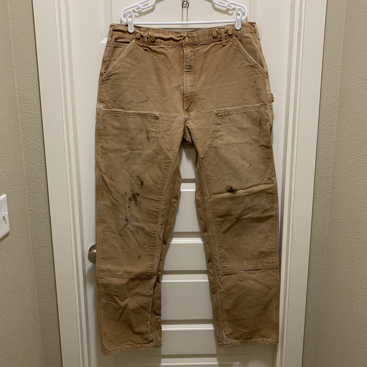 VTG Carhartt B01 BRN USA Distressed Double Knee Pants Men's