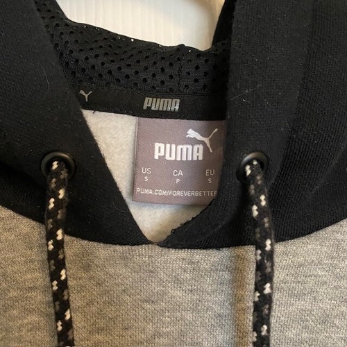 PUMA Hoodie Black Gray White Mens Size Small Pullover Drawstring Pockets - Picture 2 of 2