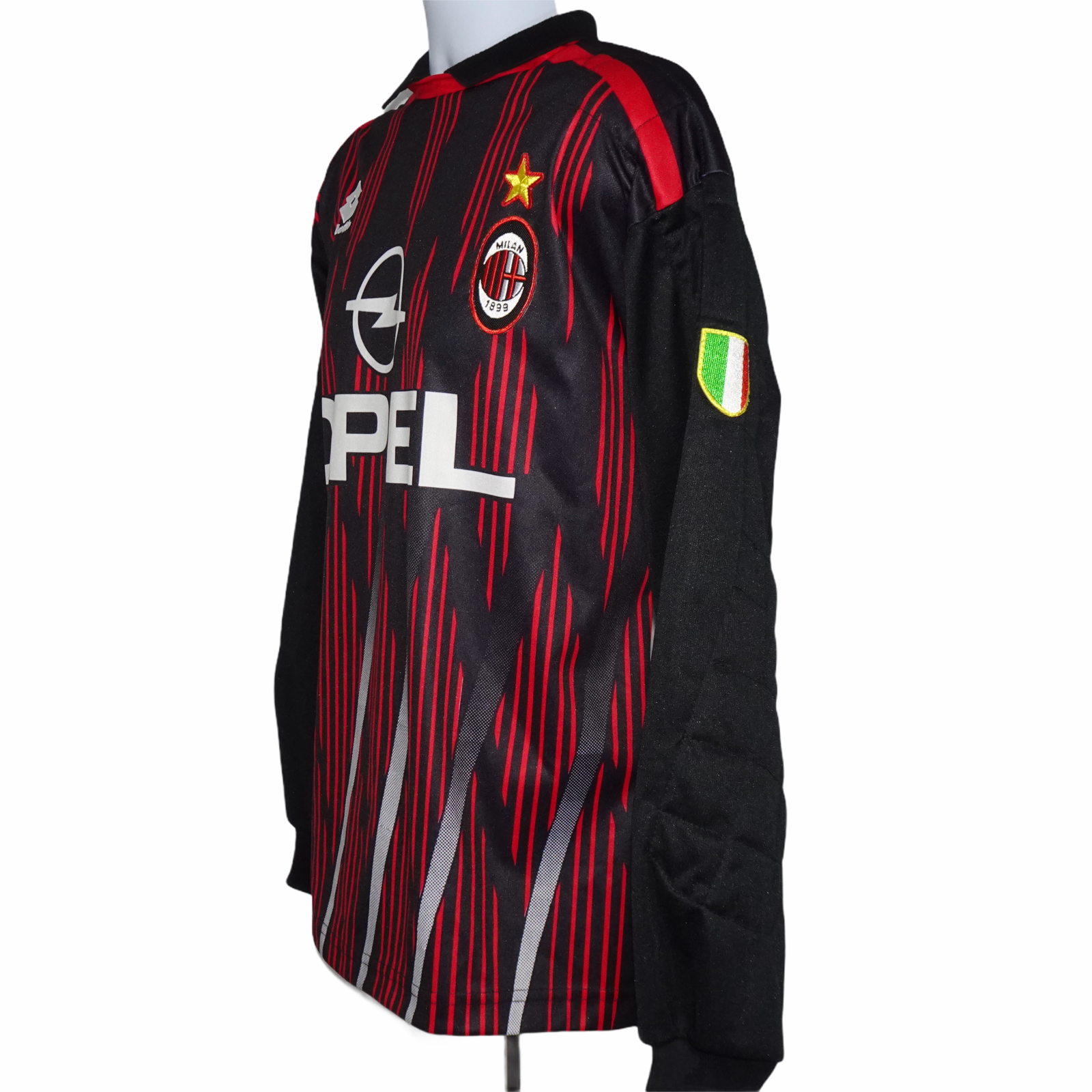 lottoロット1996-1997モデルAC Milanサッカーシャツ赤黒L中古 | nalans.com