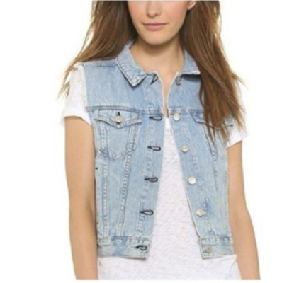 Rag & Bone Women's Denim Bleach Out Sleeveless Button Up Jean Vest Sz S